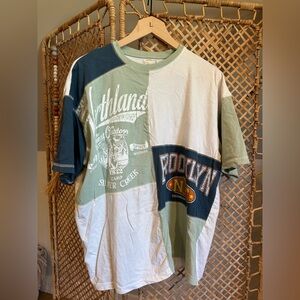 Buckle oversized patchwork graphic tee